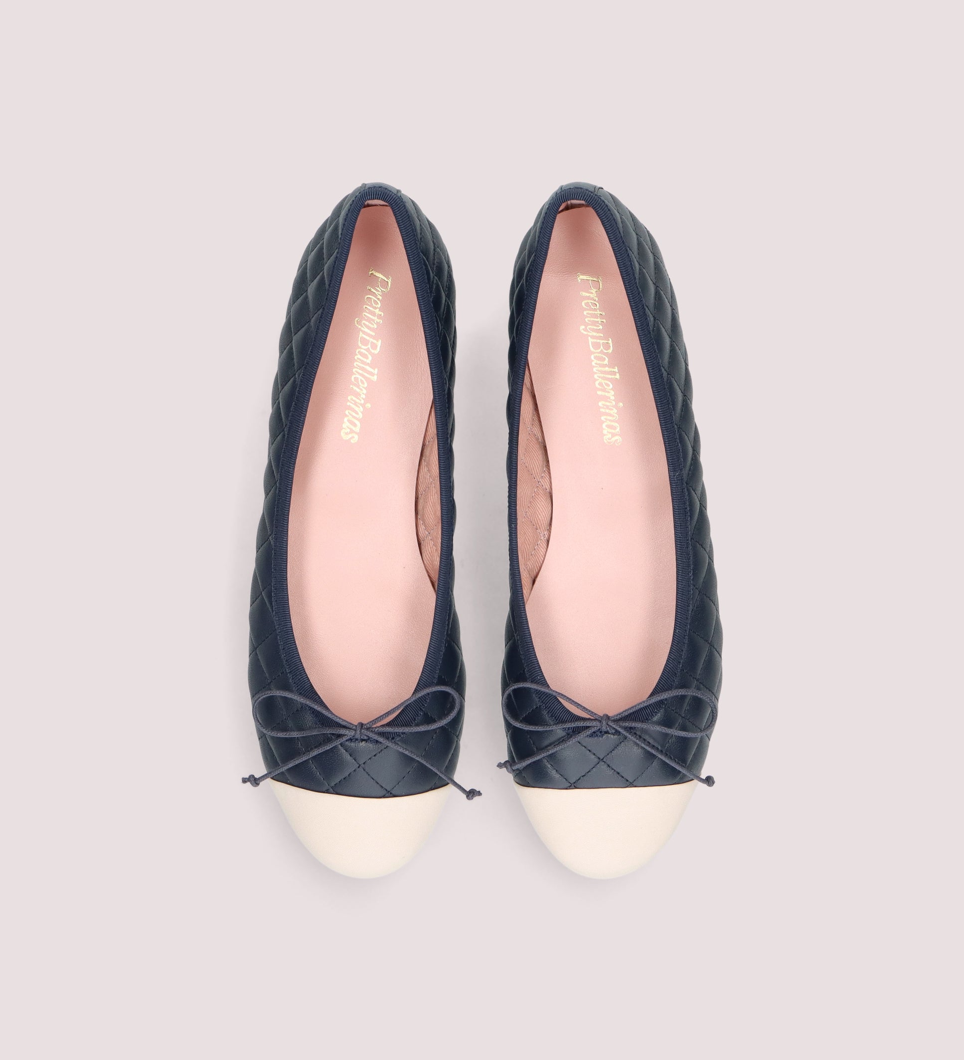BALLERINAS AZUL MARINO Y MARFIL COTON