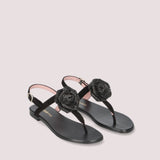 SANDALIAS NEGRAS ANGELIS CON FLOR