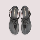 SANDALIAS NEGRAS ANGELIS CON FLOR