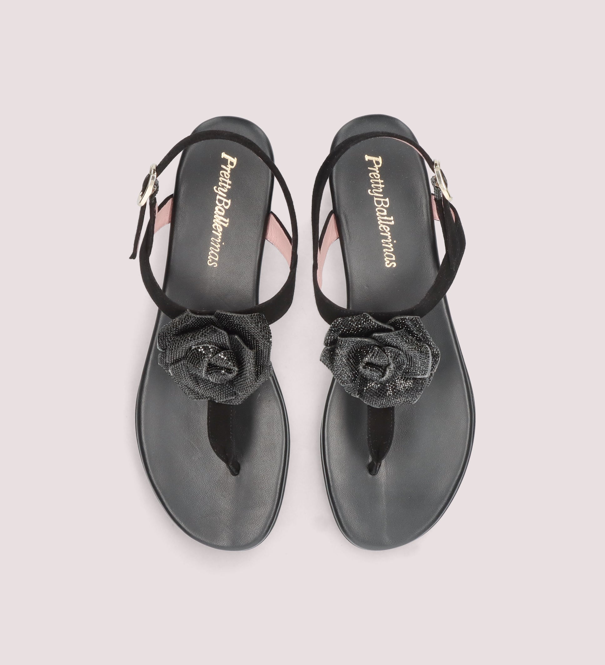SANDALIAS NEGRAS ANGELIS CON FLOR