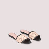 SANDALIAS NUDE Y NEGRAS COTON CALADAS