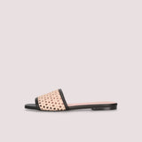 SANDALIAS NUDE Y NEGRAS COTON CALADAS