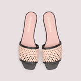 SANDALIAS NUDE Y NEGRAS COTON CALADAS