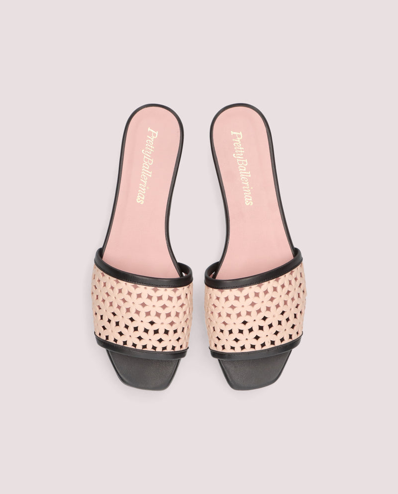 SANDALIAS NUDE Y NEGRAS COTON CALADAS