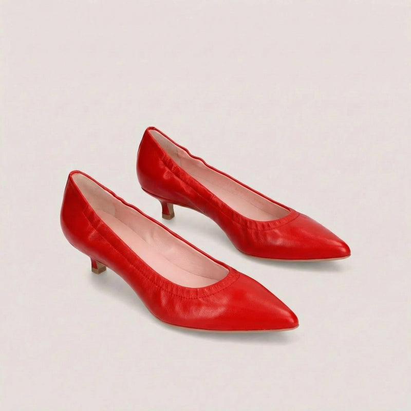 TACO CUERO ROJO KITTEN  HEEL