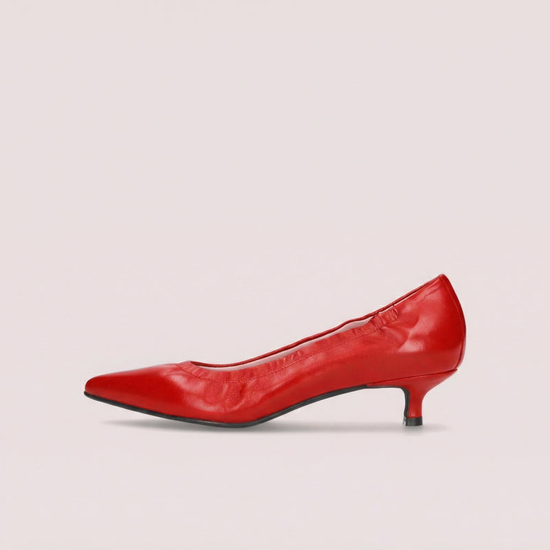 TACO CUERO ROJO KITTEN  HEEL